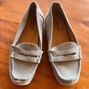 St. John's Bay Gray Flats with Suede Finish and Penny Loafer Strap